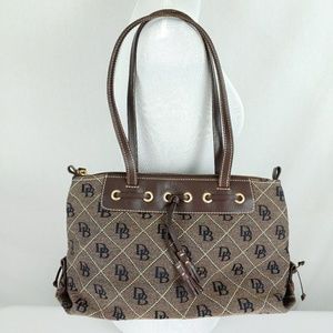 Dooney & Bourke Monogram Tassel Canvas Bar Purse